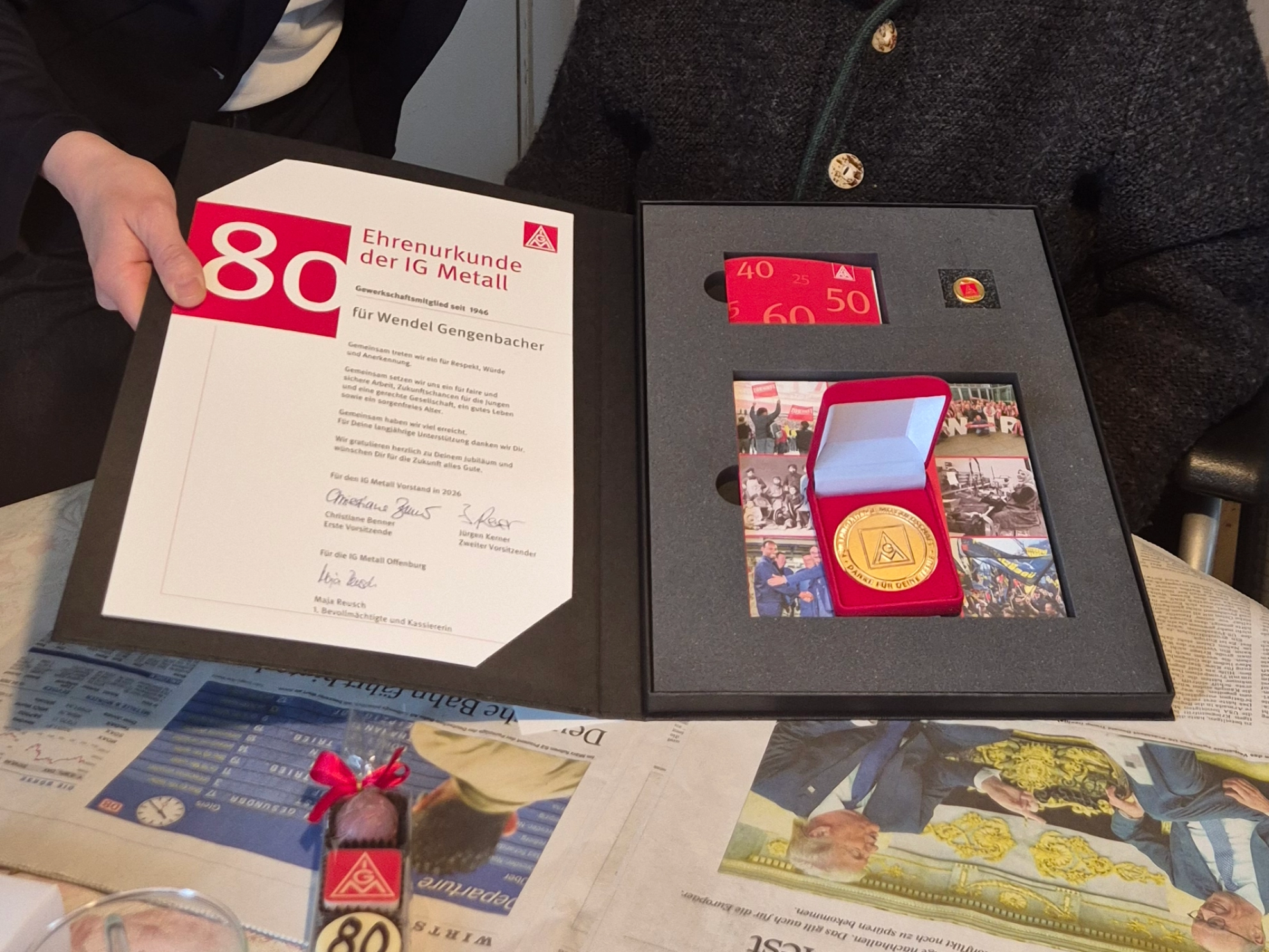 Jubilar Wendelin Gengenbacher, 80 Jahre Mitgliedschaft 